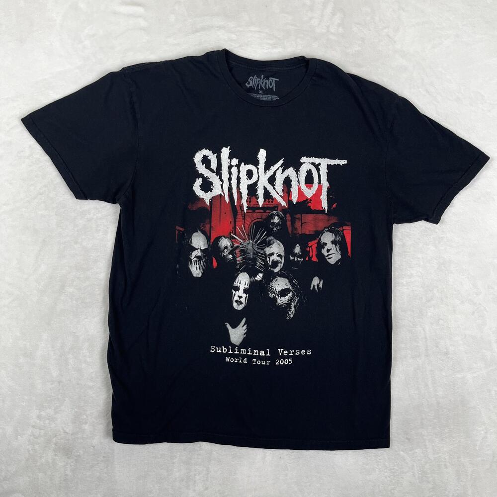 Vintage Slipknot T-Shirt Mens XL Black Subliminal Verses Tour 2005 Graphic Tee